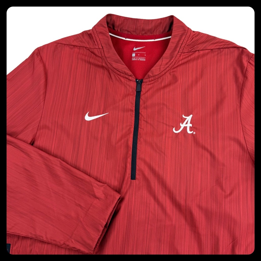 Nike‎ Alabama Crimson Tide 1/4 Zip Pullover Men LARGE Red Polyester 908417-613